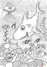 Coloring Coral Reef Shark Pages Great Printable Hunting Print Book Sharks Sheets Drawing sketch template