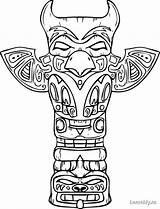 Totem Pole Coloring Native American Pages Draw Drawing Poles Printable Symbols Kids Step Clipart Color Wolf Tiki Totems Template Americans sketch template