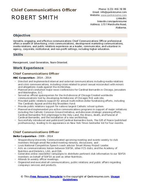 Chief Communications Officer Resume Samples Qwikresume