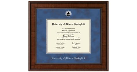 university  illinois springfield presidential silver engraved diploma frame  madison item