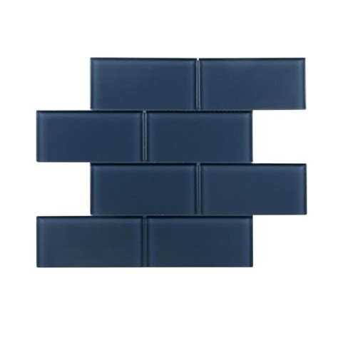 Ws Tiles Premium Glass Series 5 Pack Denim Blue 3 In X 6 In Polished