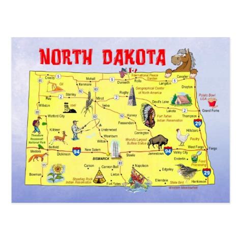 north dakota state map postcard zazzle