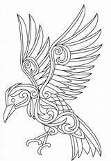 Embroidery Coloring Pages Ravens Raven Patterns Designs Celtic Drawing Simple Baltimore Crow Adult Viking Line Hand Paper Quilled Creations Drawings sketch template