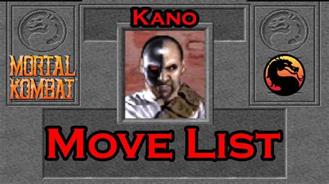 mortal kombat 1 1992 kano move list youtube