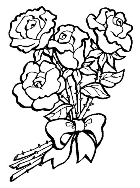 flower bouquet  roses coloring page color luna