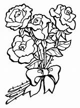 Bouquet Coloring Roses Flower sketch template