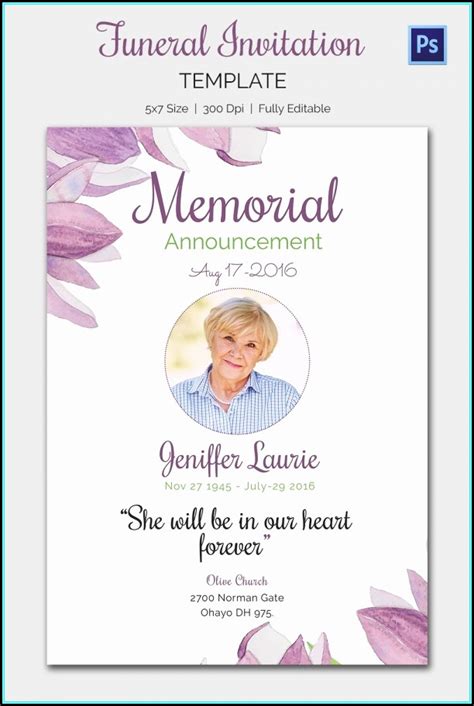 facebook funeral announcement template template  resume examples