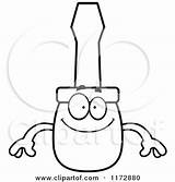 Mascot Screwdriver Happy Clipart Cartoon Thoman Cory Outlined Coloring Vector sketch template