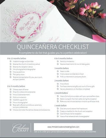 quinceanera checklist perfect checklist  timeline  assist