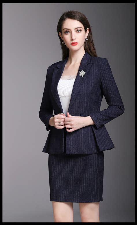 beauty navy stripe goddess suits women s skirt suits sweet work suits