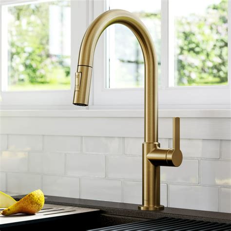 kraus oletto single handle pull  kitchen faucet  brushed brass walmartcom walmartcom