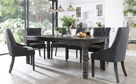 hampshire grey wood extending dining table   duke slate fabric