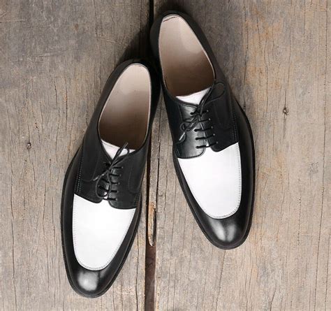 handmade men spectator shoes men black  white dress shoes formal suit shoe rangoli