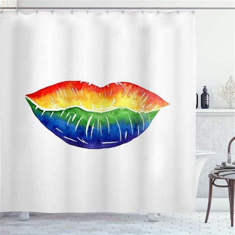 Dycbness Shower Curtain Watercolor Rainbow Sex Colors Kiss Lgbt Gay