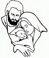 Mary Joseph Jesus Coloring Baby Clipart Pages Christmas Mother Family God Clip Sheets Holy Draw Sketch Silhouette Drawings Template Drawing sketch template