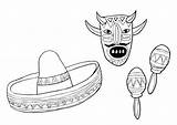 Coloring Pages Sombrero Mexican Pinata Mariachi Kids Printable Mexico Getcolorings Getdrawings Color Thank sketch template
