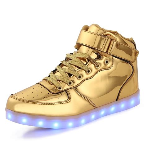 led shoes kids high top gold