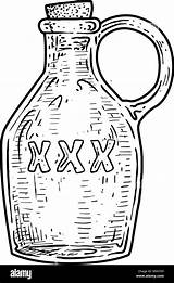 Rum Vector Bottle Drawing Illustration Stock Engraving Ink Line Alamy sketch template