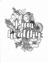 Coloring Pages Self Adult Affirmation Healthy Printable Colouring Am Getcolorings Yr Etsy sketch template