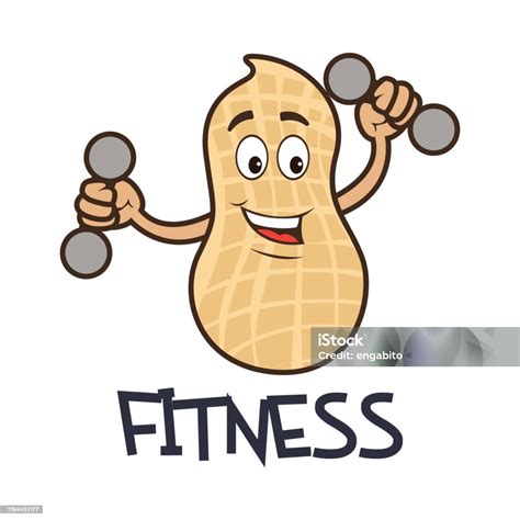 fitness peanut cartoon character vector illustration stock illustration