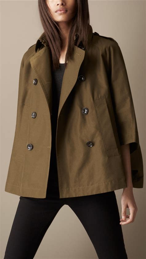 lyst burberry brit short swing cape trench coat in brown