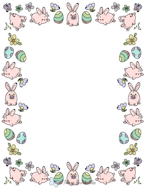 printable kawaii easter bunny page border