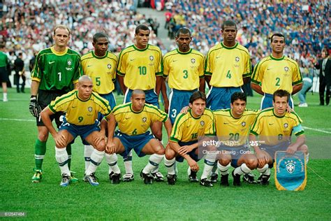 The Brazil Team Lines Up Prior To The 1998 Fifa World Cup