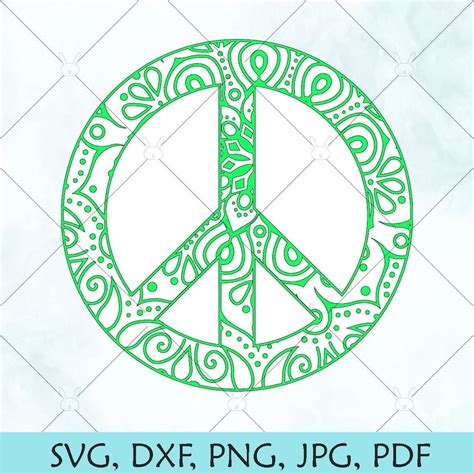 peace sign mandala svg mandala cut file png peace etsy
