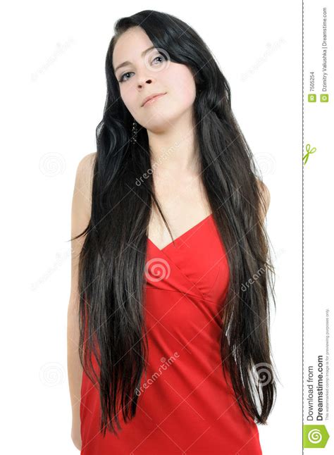Beautiful Smiling Brunette With Long Hair Stock Images