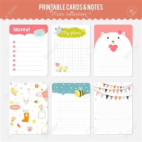 cute printable notes template  calendar printable