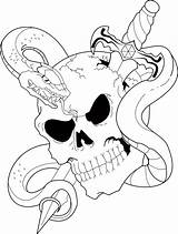 Skull Snake Sword Skulls Swords Tattoo Snakes Deviantart Drawings Daggers Flash Cartoon April sketch template