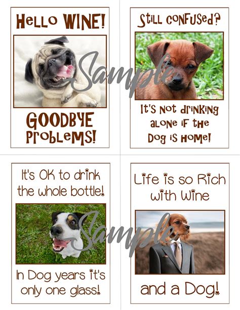funny dog wine labels dog gifts instant  easy diy etsy