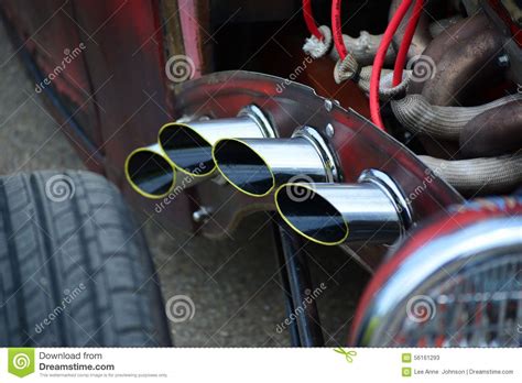 Classic Car Hot Rod Exhaust Pipes Chrome Stock Image