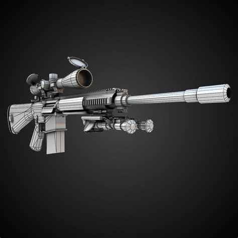 m110 sniper rifle 3d model game ready max obj fbx lwo lw lws ma