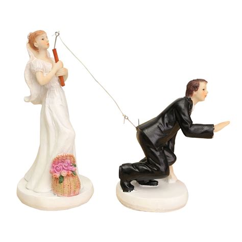 hot sale funny romantic wedding cake topper figure bride groom couple