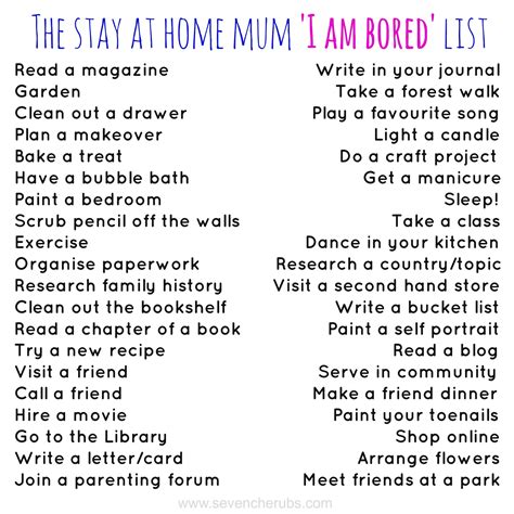 cherubs  stay  home mum   bored list
