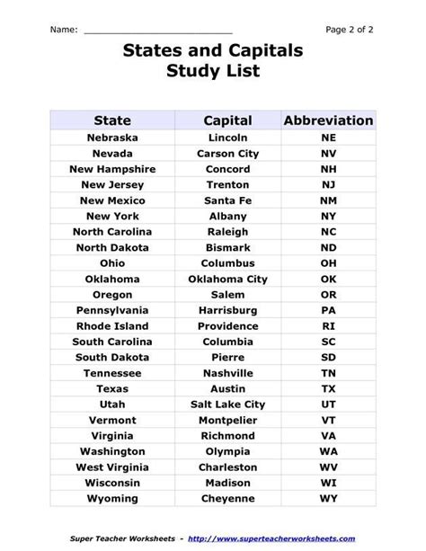 states  capitals matching worksheet  state map quiz printable