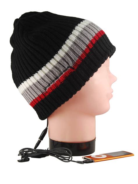 beanie hat   built headphones  skinnydip striped beanies