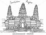 Angkor Buddhist Cambodia sketch template