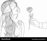 Blindfold Girl Vector Beautiful Royalty Vectors sketch template