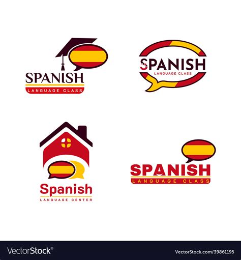 Set Of Learning Spanish Language Class Logo Vector Image