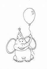 Elephant Balloon Stamps Dearie Digi Dolls Drawing Party Getdrawings sketch template