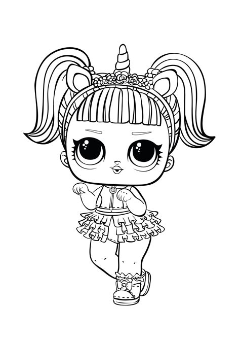 lol unicorn doll coloring page youngandtaecom coloriage
