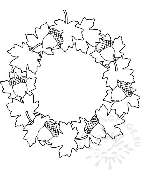 wreath  leaves  acorns template coloring page