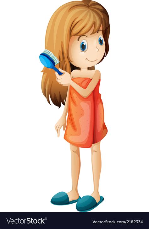 A Teenager Combing Her Hair Royalty Free Vector Image