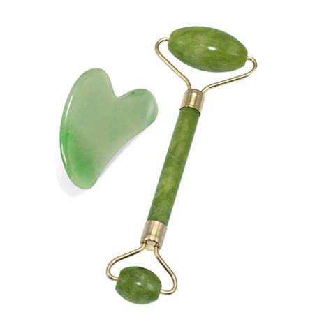 green roller  gua sha tools set  natural jade scraper massager  stones  face