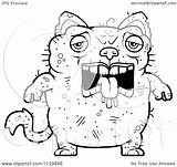 Cat Ugly Sad Cartoon Coloring Outlined Clipart Vector Cory Thoman Royalty sketch template