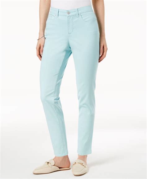 charter club womens bristol skinny ankle jeans aqua size  ebay