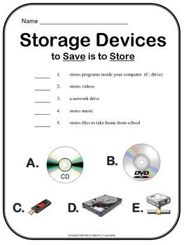 computer storage devices worksheet  jen laratonda tpt