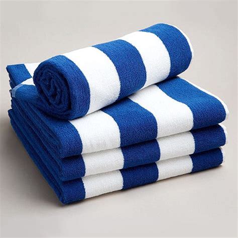 pool beach gym towel egyptian cotton blue white stripes chlorine resistant linenstar